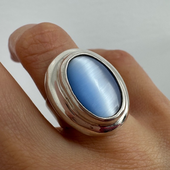 Jewelry - Vintage Mexico 925 Sterling Silver Large Statement Cocktail Ring Size 6.25